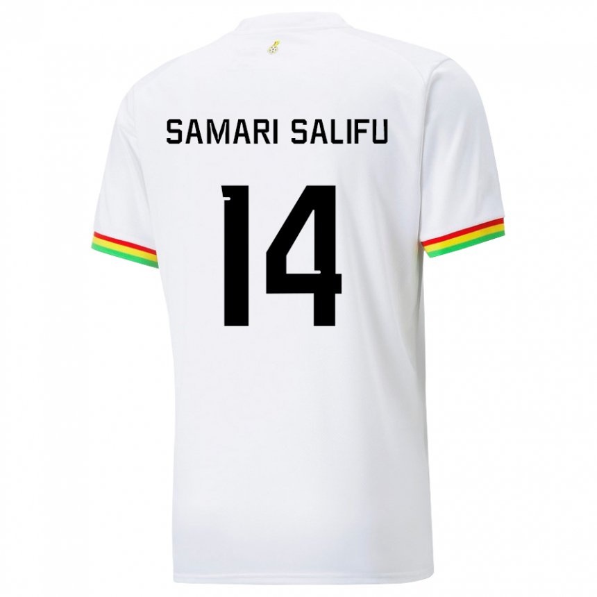 Bambino Maglia Ghana Abass Samari Salifu #14 Bianco Kit Gara Home 22-24 Maglietta
