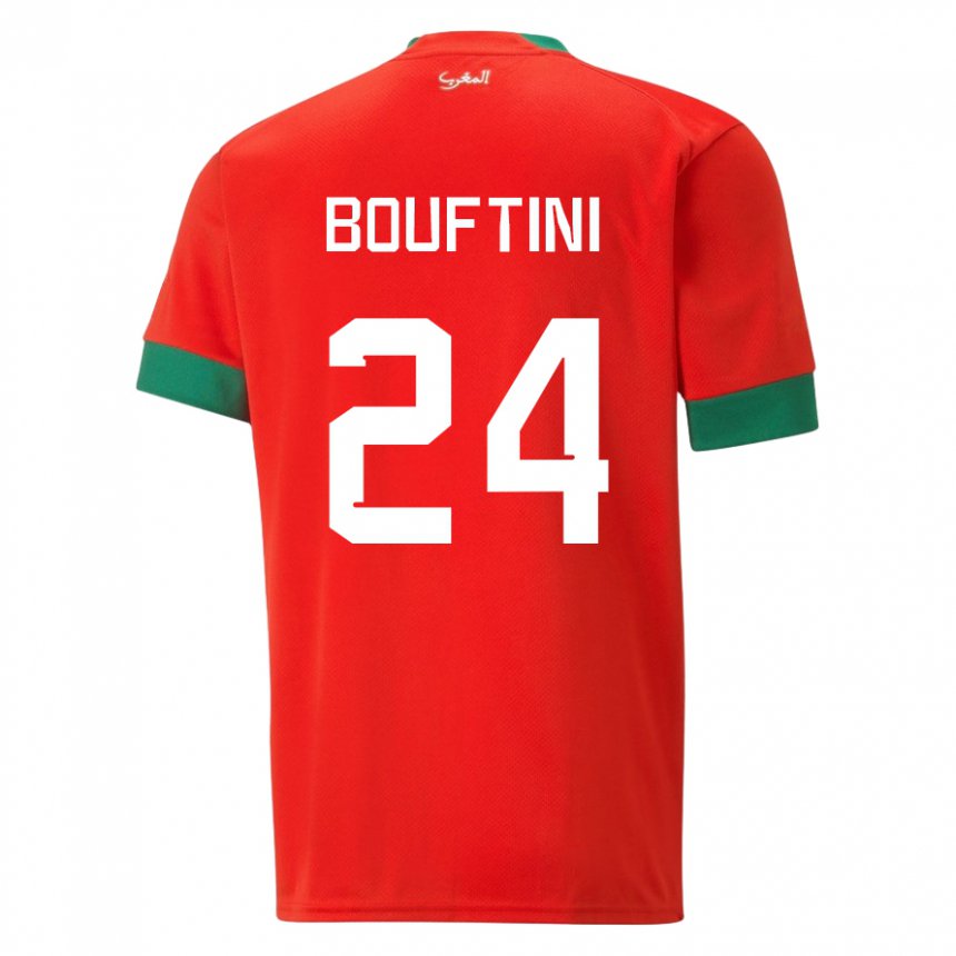 Bambino Maglia Marocco Sofia Bouftini #24 Rosso Kit Gara Home 22-24 Maglietta