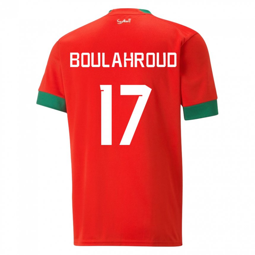 Bambino Maglia Marocco Charaf Eddine Boulahroud #17 Rosso Kit Gara Home 22-24 Maglietta