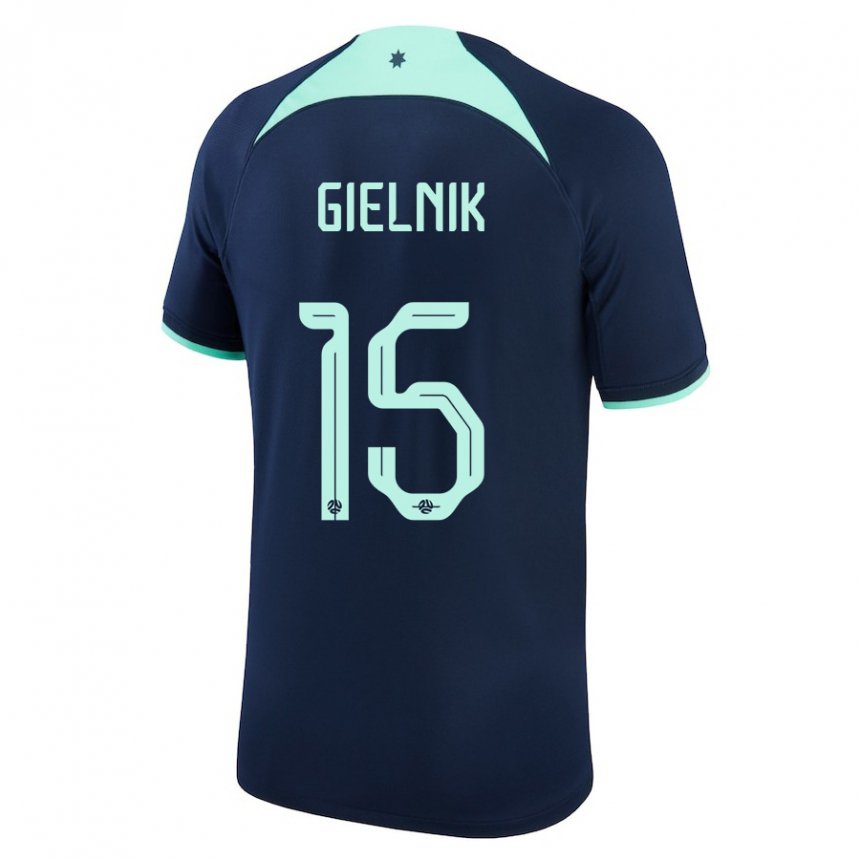 Bambino Maglia Australia Emily Gielnik #15 Blu Scuro Kit Gara Away 22-24 Maglietta