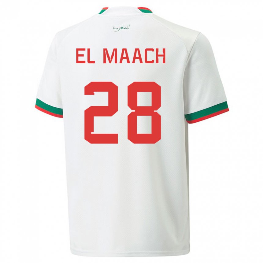 Bambino Maglia Marocco Fouad El Maach #28 Bianco Kit Gara Away 22-24 Maglietta