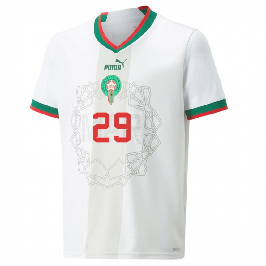 Bambino Maglia Marocco Ilyas Chaira #29 Bianco Kit Gara Away 22-24 Maglietta