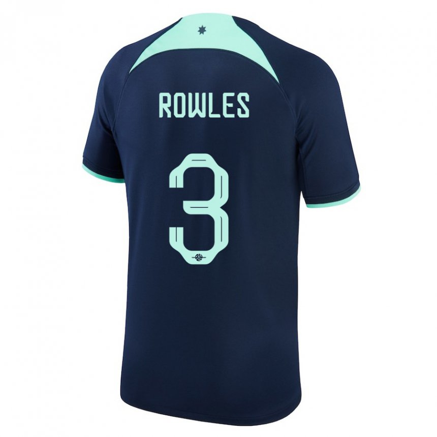 Bambino Maglia Australia Kye Rowles #3 Blu Scuro Kit Gara Away 22-24 Maglietta