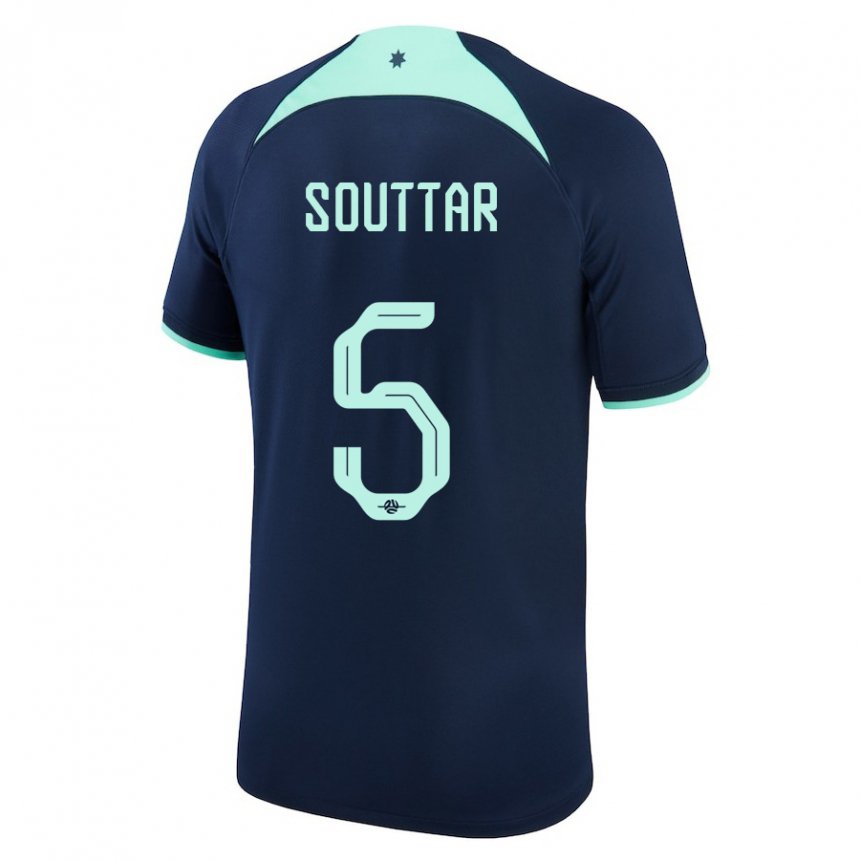 Bambino Maglia Australia Harry Souttar #5 Blu Scuro Kit Gara Away 22-24 Maglietta