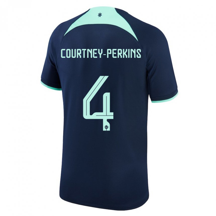 Bambino Maglia Australia Jordan Courtney Perkins #4 Blu Scuro Kit Gara Away 22-24 Maglietta