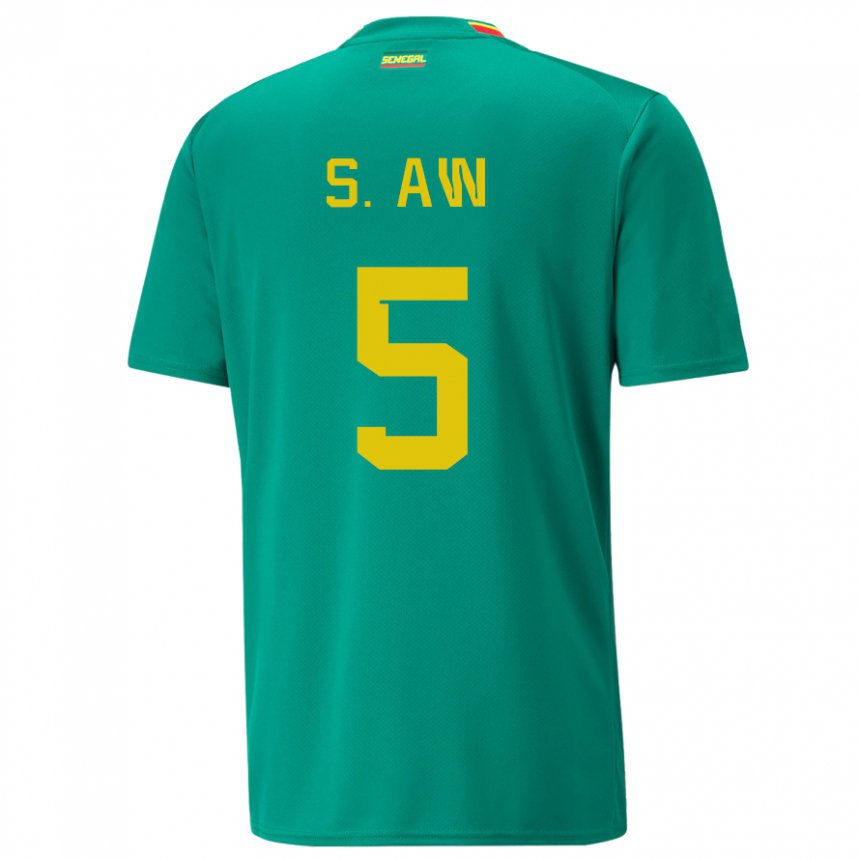 Bambino Maglia Senegal Souleymane Aw #5 Verde Kit Gara Away 22-24 Maglietta