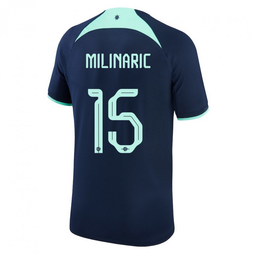 Bambino Maglia Australia Anton Milinaric #15 Blu Scuro Kit Gara Away 22-24 Maglietta