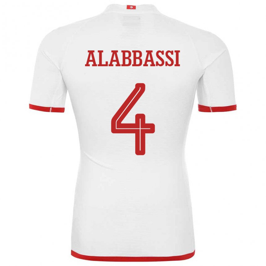 Bambino Maglia Tunisia Chaima Alabbassi #4 Bianco Kit Gara Away 22-24 Maglietta