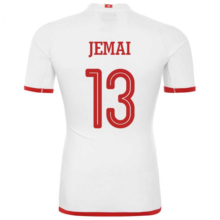 Bambino Maglia Tunisia Yasmine Jemai #13 Bianco Kit Gara Away 22-24 Maglietta