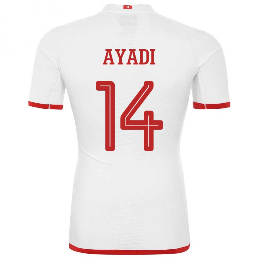 Bambino Maglia Tunisia Ghada Ayadi #14 Bianco Kit Gara Away 22-24 Maglietta