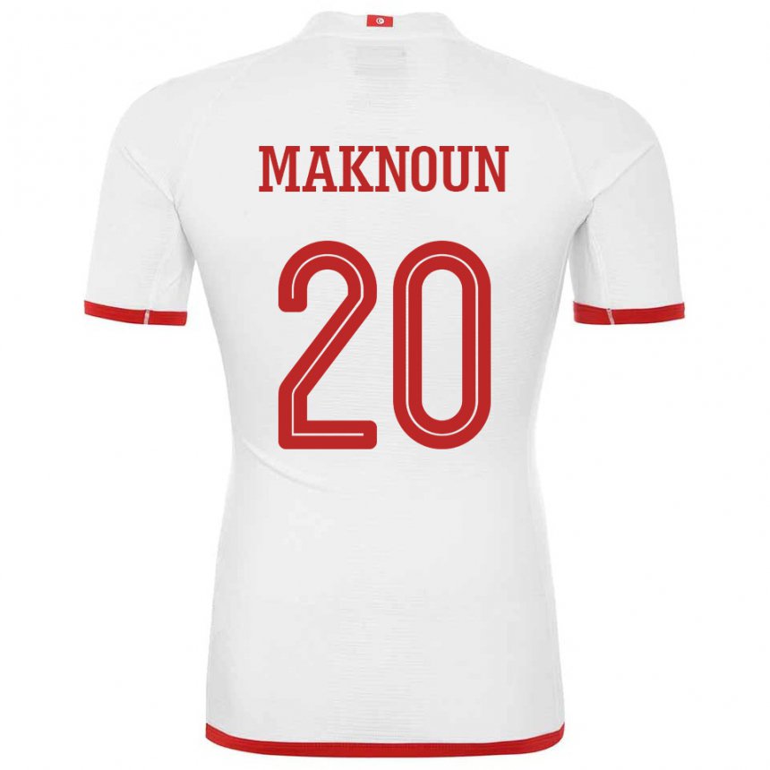 Bambino Maglia Tunisia Leila Maknoun #20 Bianco Kit Gara Away 22-24 Maglietta