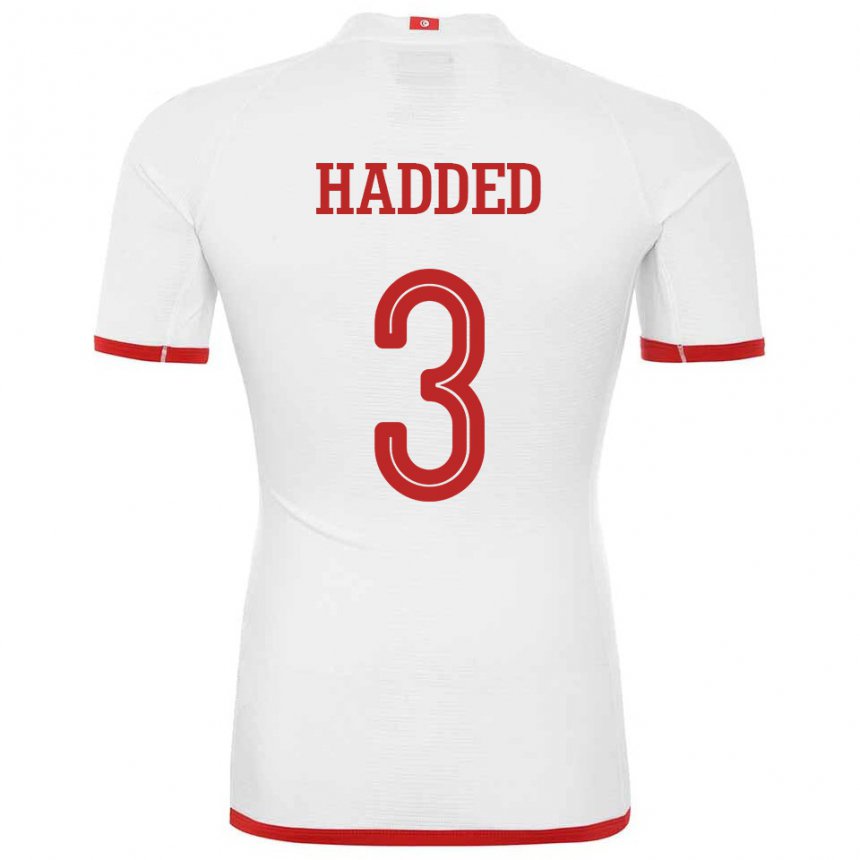 Bambino Maglia Tunisia Rayen Hadded #3 Bianco Kit Gara Away 22-24 Maglietta