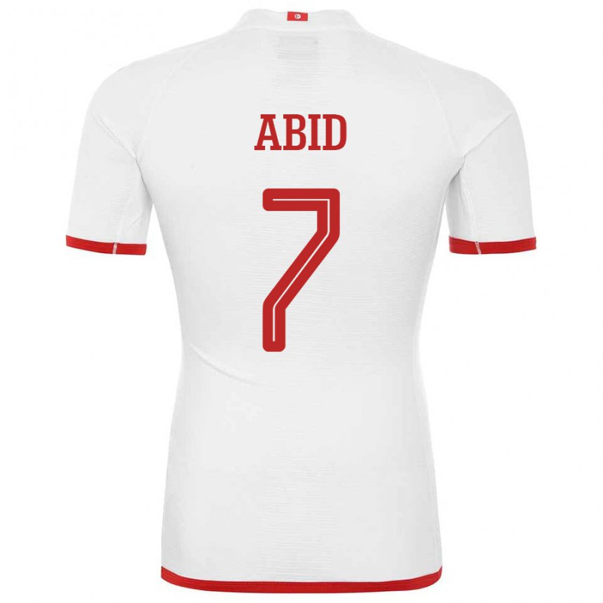 Bambino Maglia Tunisia Aziz Abid #7 Bianco Kit Gara Away 22-24 Maglietta