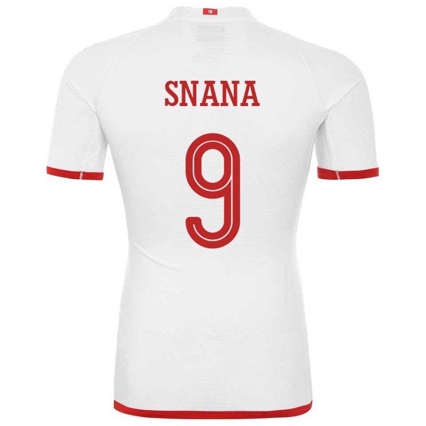 Bambino Maglia Tunisia Youssef Snana #9 Bianco Kit Gara Away 22-24 Maglietta