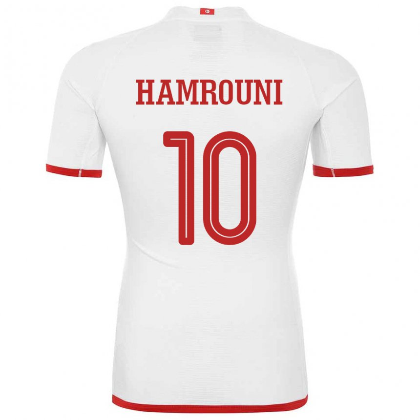 Bambino Maglia Tunisia Rayen Hamrouni #10 Bianco Kit Gara Away 22-24 Maglietta
