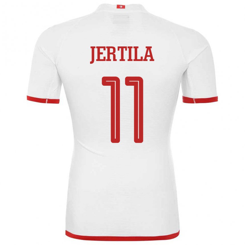 Bambino Maglia Tunisia Hedi Jertila #11 Bianco Kit Gara Away 22-24 Maglietta