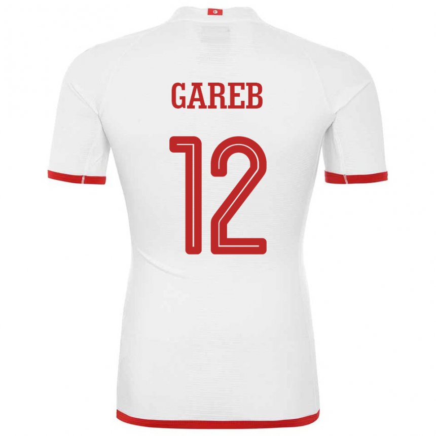 Bambino Maglia Tunisia Adem Gareb #12 Bianco Kit Gara Away 22-24 Maglietta