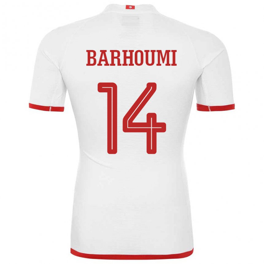 Bambino Maglia Tunisia Salah Barhoumi #14 Bianco Kit Gara Away 22-24 Maglietta