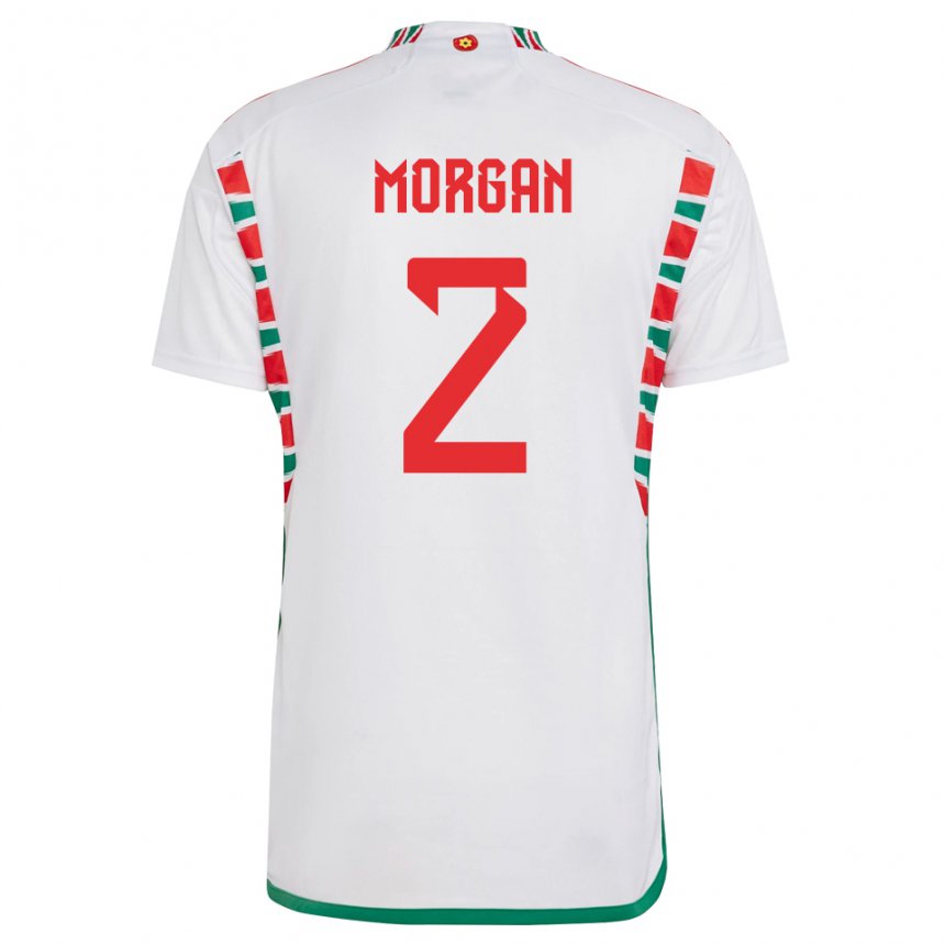 Bambino Maglia Galles Ffion Morgan #2 Bianco Kit Gara Away 22-24 Maglietta