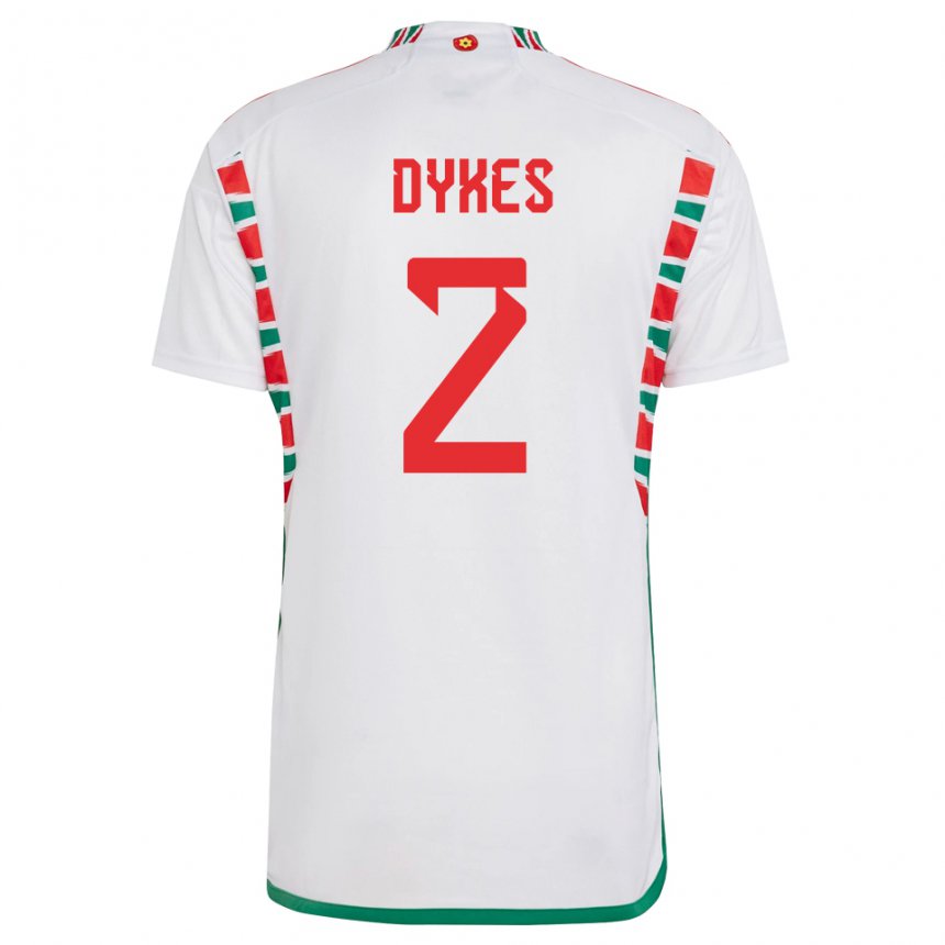 Bambino Maglia Galles Loren Dykes #2 Bianco Kit Gara Away 22-24 Maglietta