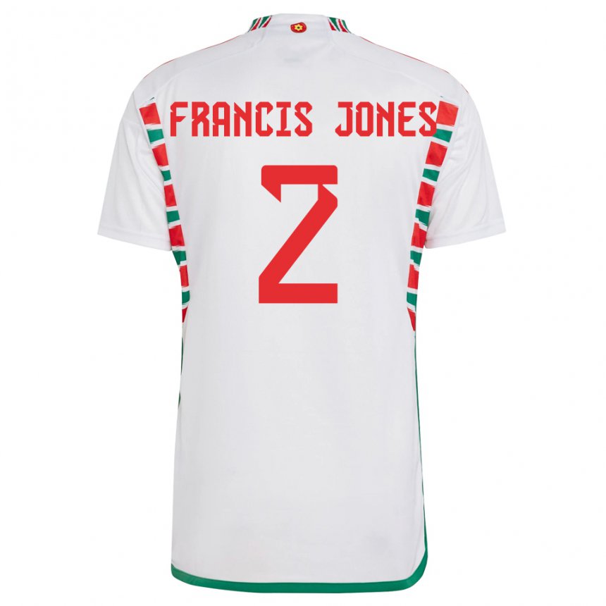 Bambino Maglia Galles Maria Francis Jones #2 Bianco Kit Gara Away 22-24 Maglietta