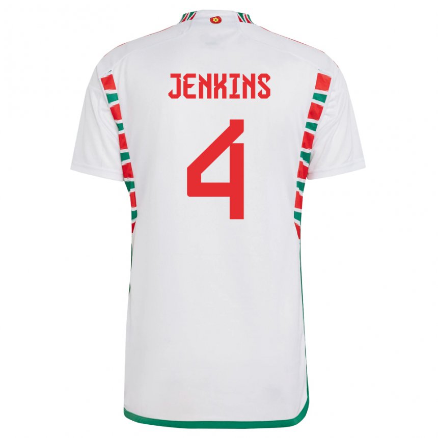 Bambino Maglia Galles Shaunna Jenkins #4 Bianco Kit Gara Away 22-24 Maglietta