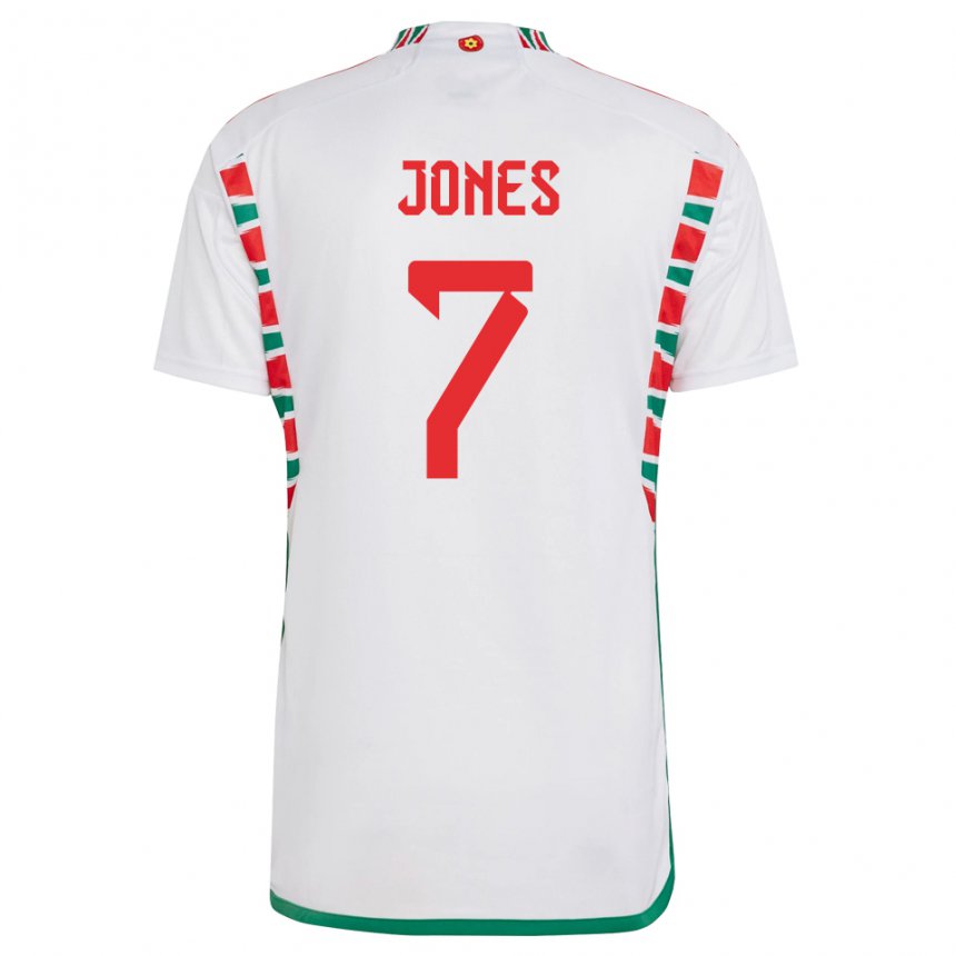 Bambino Maglia Galles Emma Jones #7 Bianco Kit Gara Away 22-24 Maglietta