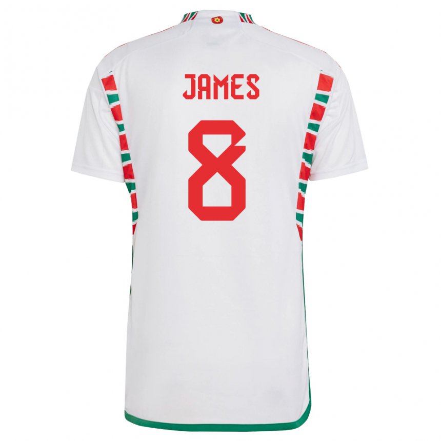 Bambino Maglia Galles Angharad James #8 Bianco Kit Gara Away 22-24 Maglietta