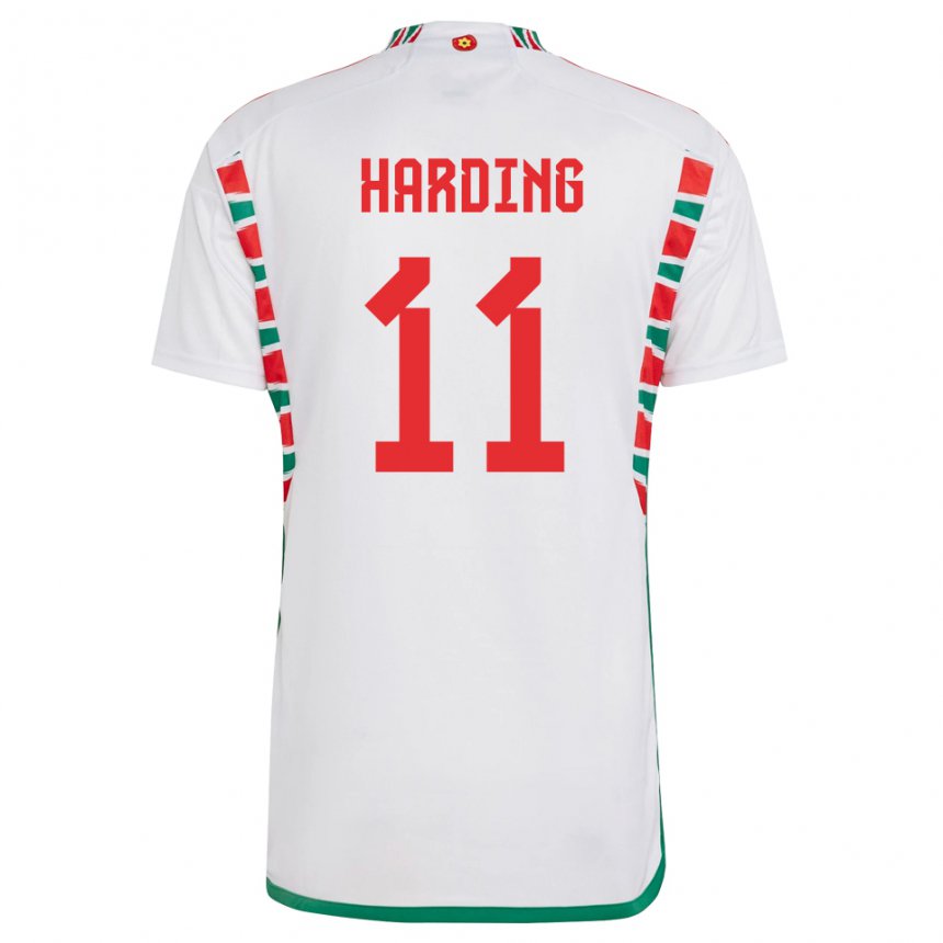 Bambino Maglia Galles Natasha Harding #11 Bianco Kit Gara Away 22-24 Maglietta