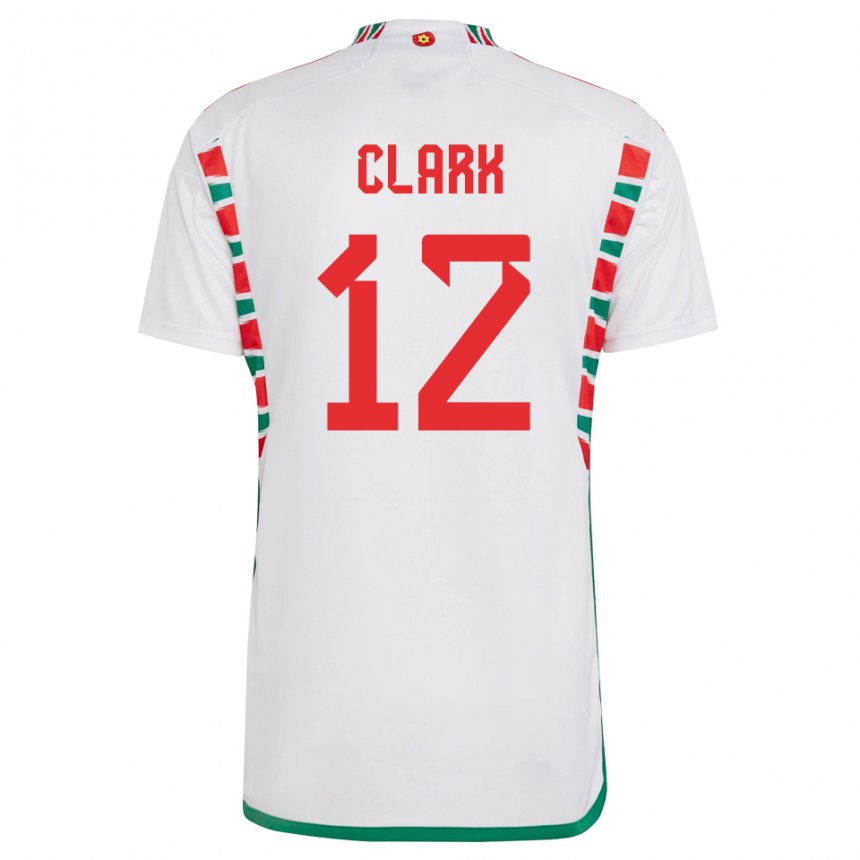 Bambino Maglia Galles Olivia Clark #12 Bianco Kit Gara Away 22-24 Maglietta