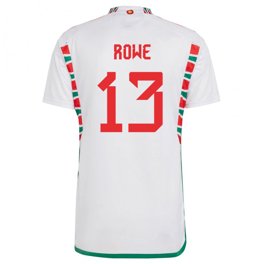 Bambino Maglia Galles Rachel Rowe #13 Bianco Kit Gara Away 22-24 Maglietta