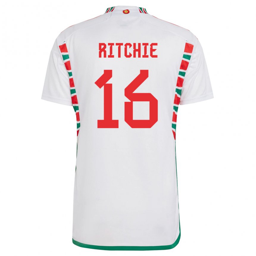 Bambino Maglia Galles Amelia Ritchie #16 Bianco Kit Gara Away 22-24 Maglietta