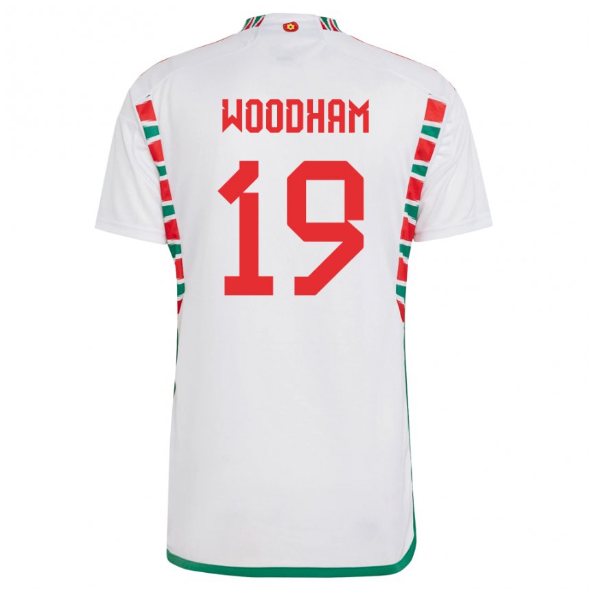 Bambino Maglia Galles Lily Woodham #19 Bianco Kit Gara Away 22-24 Maglietta