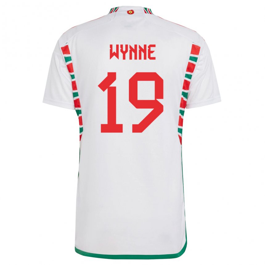 Bambino Maglia Galles Megan Wynne #19 Bianco Kit Gara Away 22-24 Maglietta