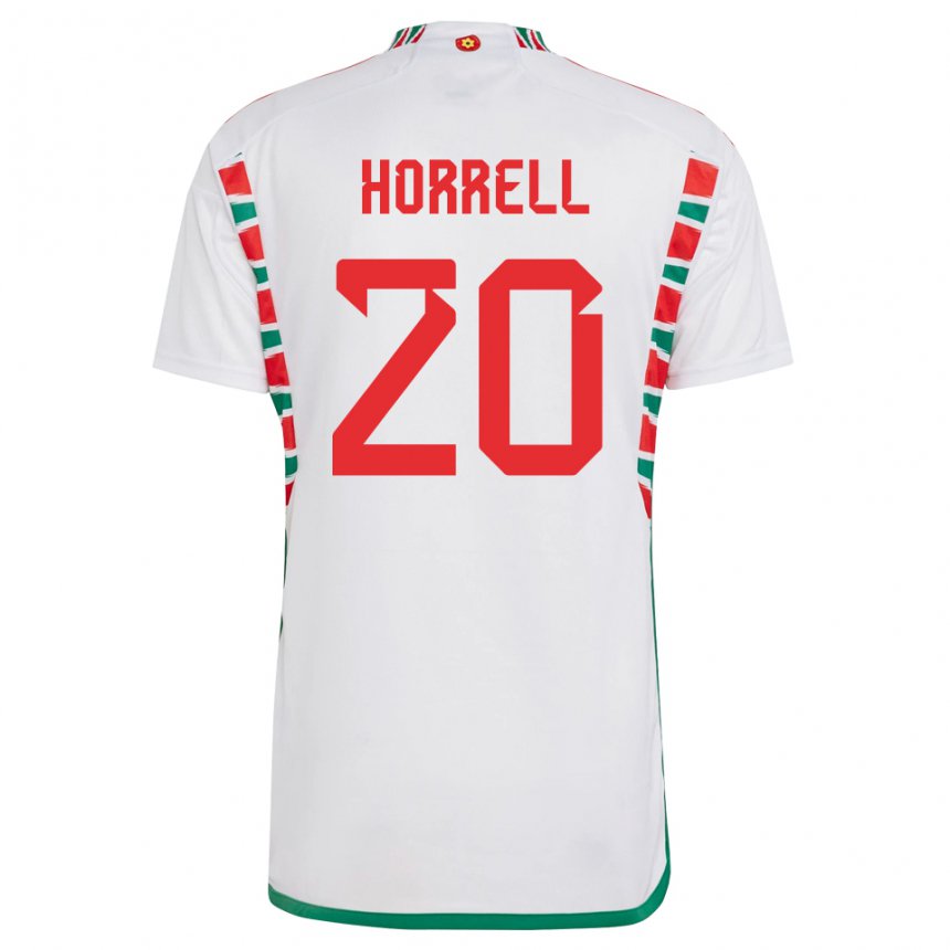 Bambino Maglia Galles Grace Horrell #20 Bianco Kit Gara Away 22-24 Maglietta