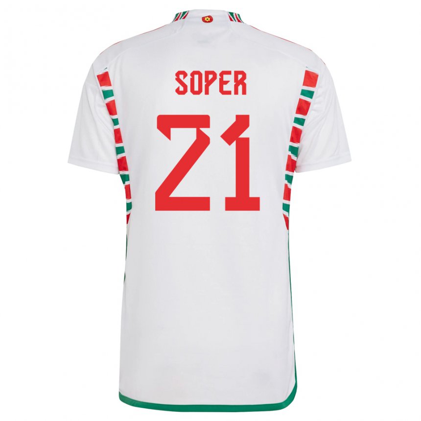 Bambino Maglia Galles Poppy Soper #21 Bianco Kit Gara Away 22-24 Maglietta