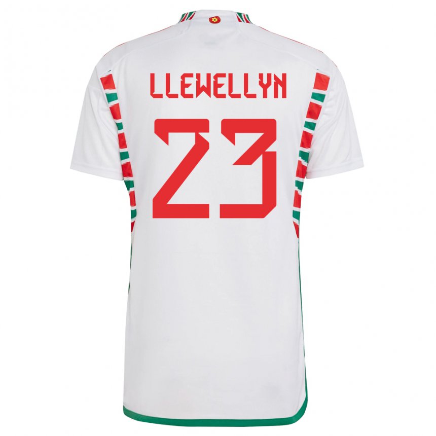 Bambino Maglia Galles Ffion Llewellyn #23 Bianco Kit Gara Away 22-24 Maglietta