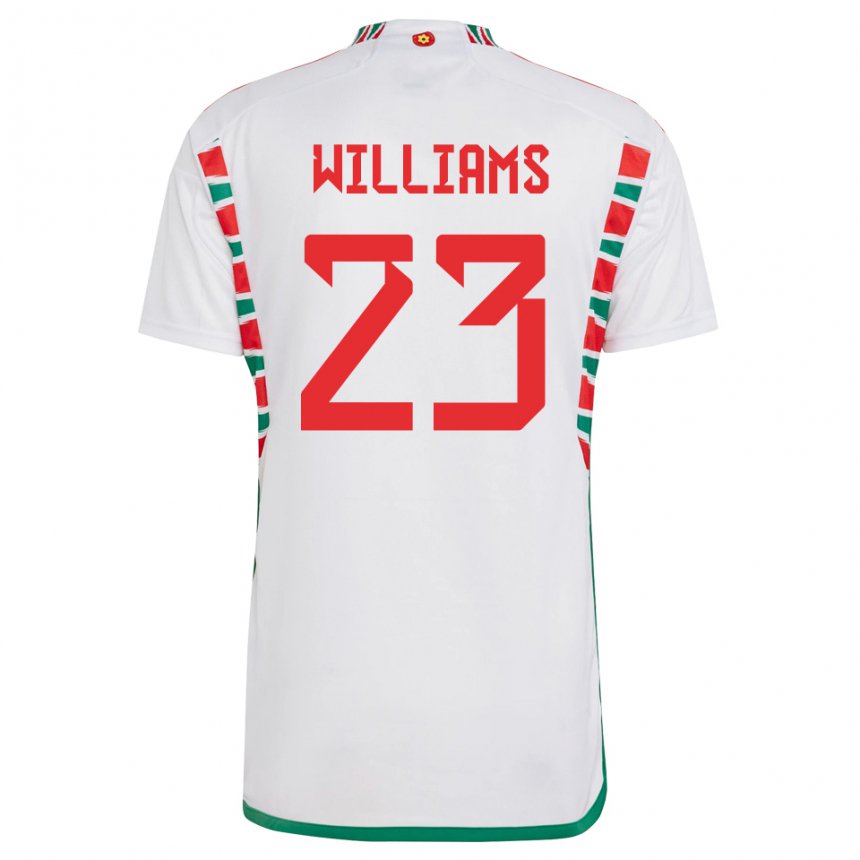 Bambino Maglia Galles Chloe Williams #23 Bianco Kit Gara Away 22-24 Maglietta