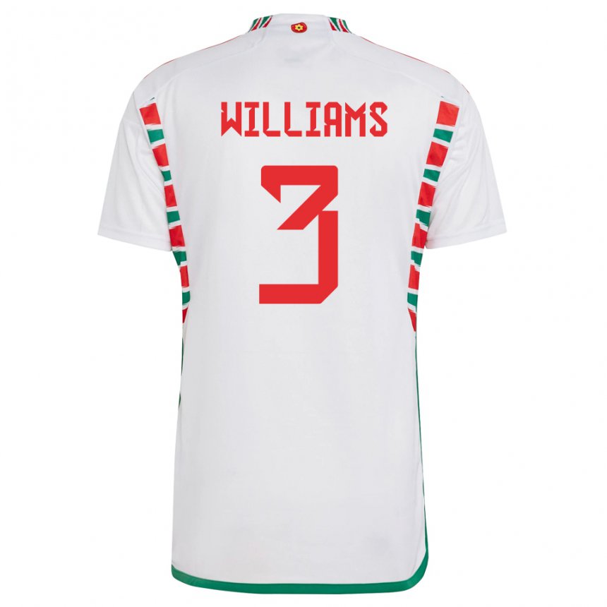 Bambino Maglia Galles Zac Williams #3 Bianco Kit Gara Away 22-24 Maglietta