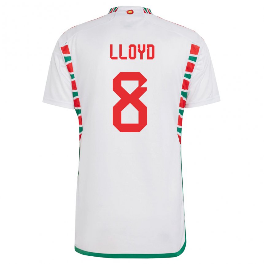 Bambino Maglia Galles Ben Lloyd #8 Bianco Kit Gara Away 22-24 Maglietta