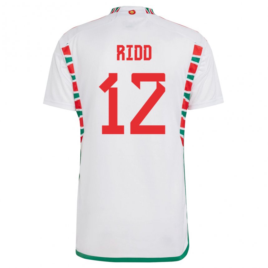 Bambino Maglia Galles Lewis Ridd #12 Bianco Kit Gara Away 22-24 Maglietta