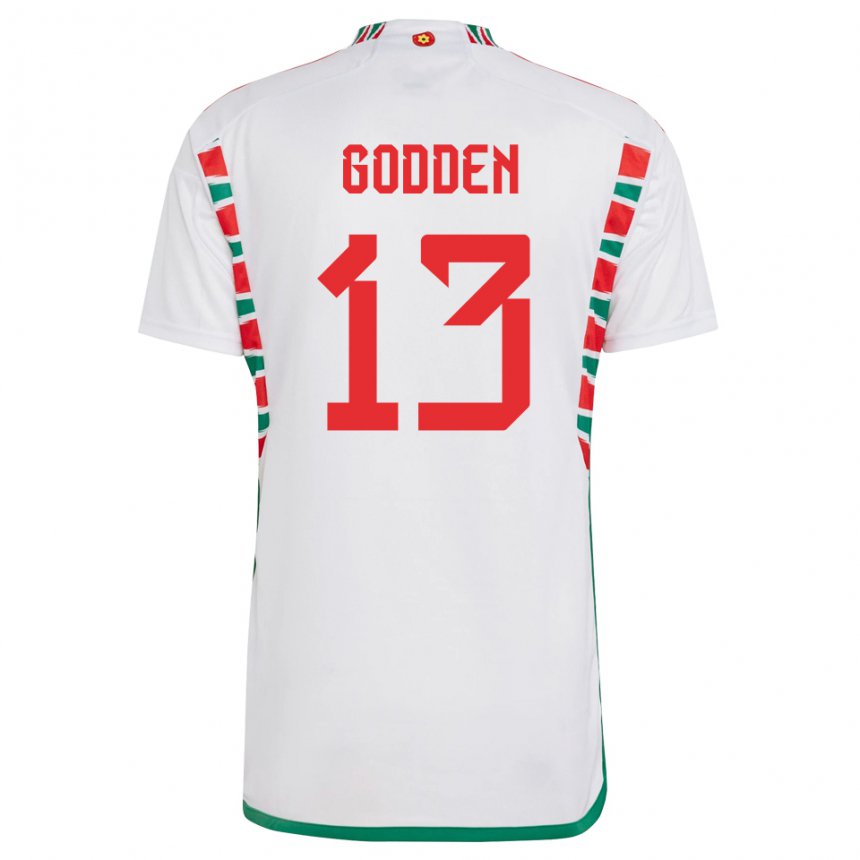 Bambino Maglia Galles Scott Godden #13 Bianco Kit Gara Away 22-24 Maglietta