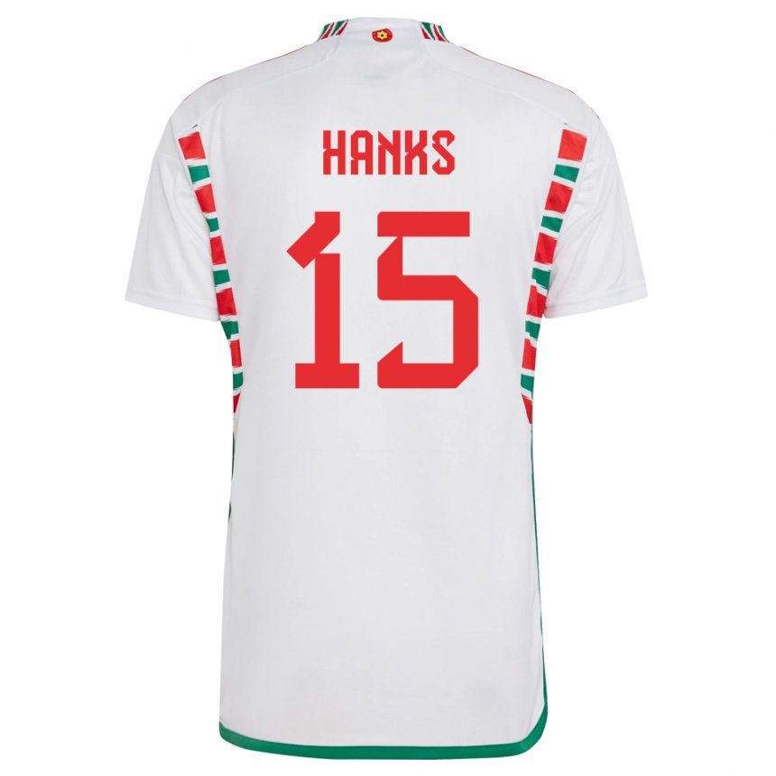 Bambino Maglia Galles Justin Hanks #15 Bianco Kit Gara Away 22-24 Maglietta