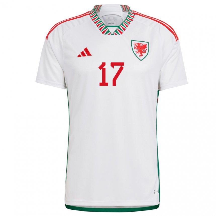 Bambino Maglia Galles Zac Bell #17 Bianco Kit Gara Away 22-24 Maglietta