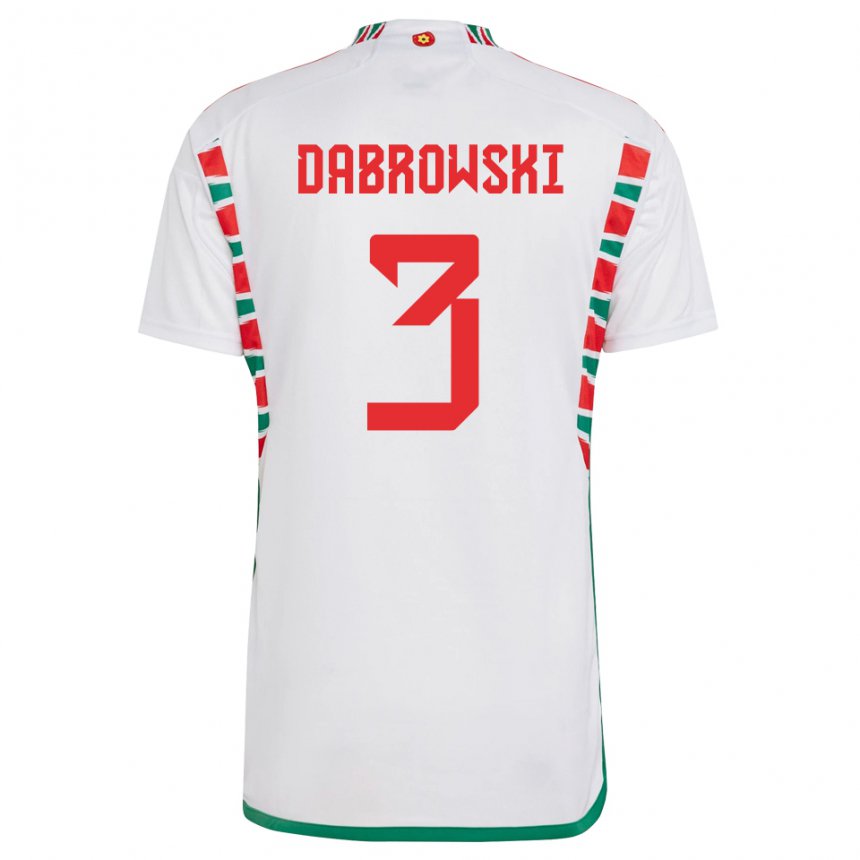 Bambino Maglia Galles Sebastian Dabrowski #3 Bianco Kit Gara Away 22-24 Maglietta