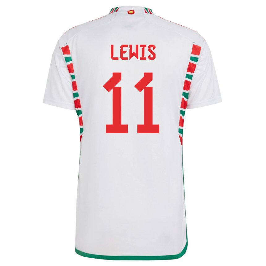 Bambino Maglia Galles Sonny Lewis #11 Bianco Kit Gara Away 22-24 Maglietta