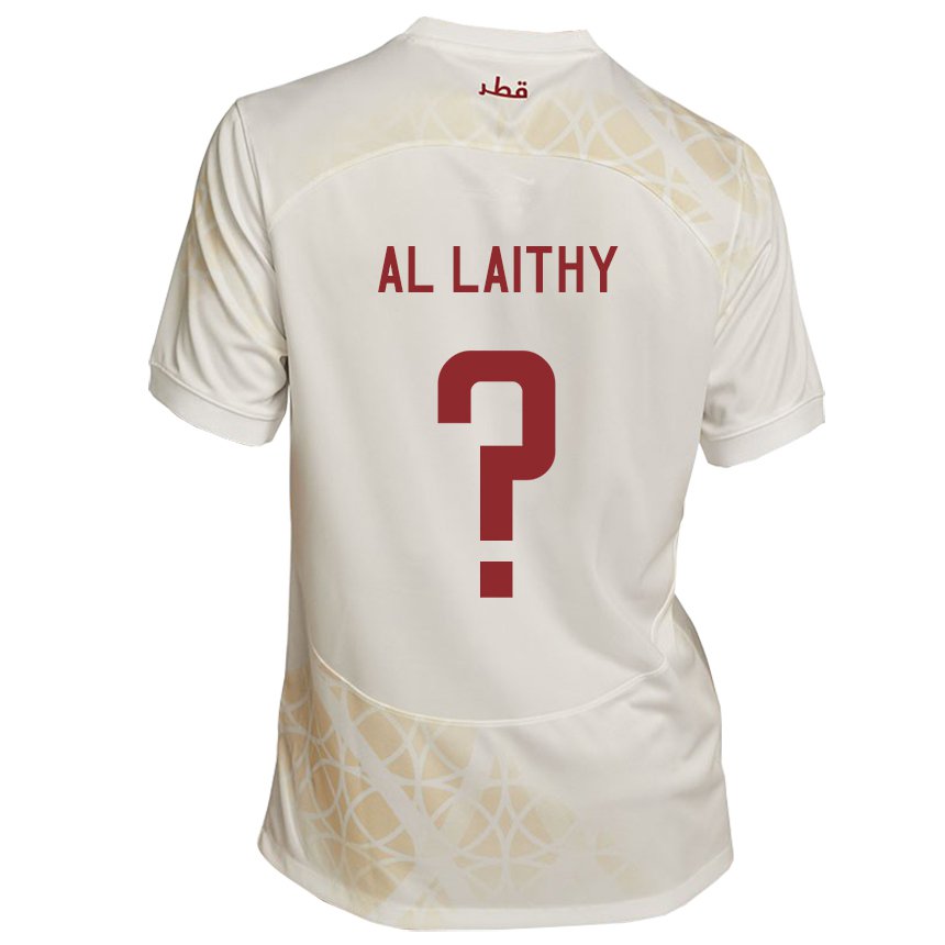 Bambino Maglia Qatar Shehab Al Laithy #0 Beige Oro Kit Gara Away 22-24 Maglietta