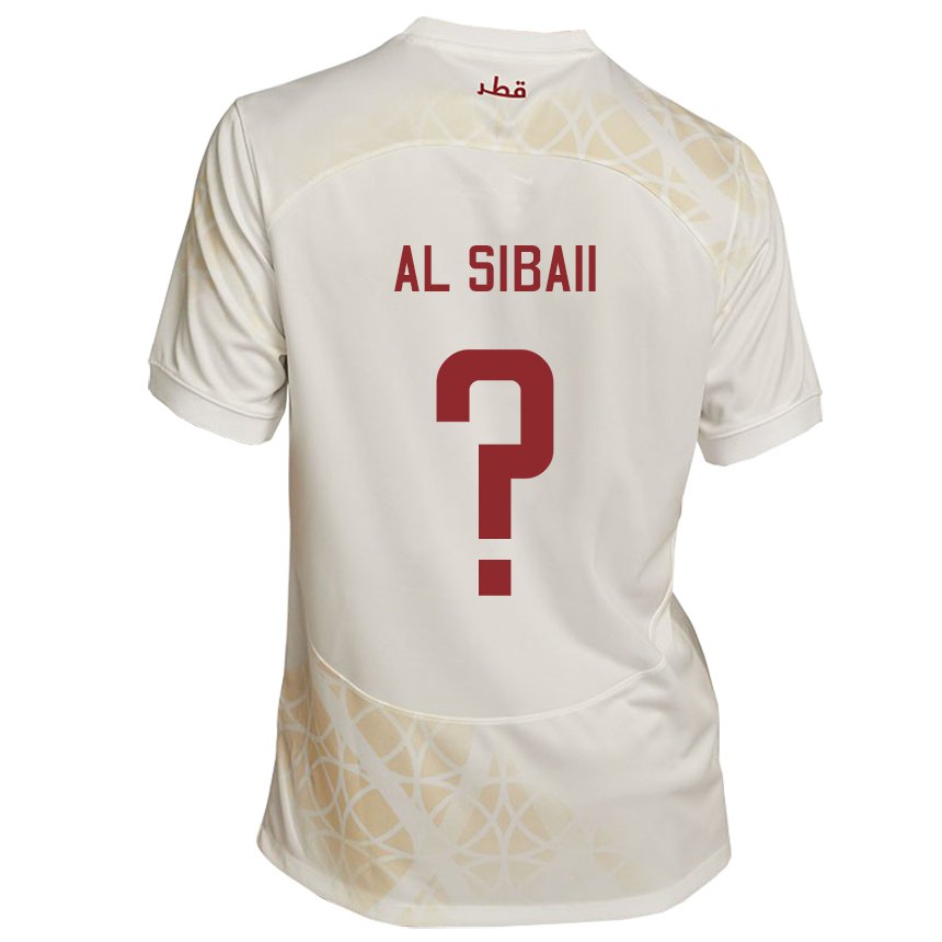 Bambino Maglia Qatar Ahmad Al Sibaii #0 Beige Oro Kit Gara Away 22-24 Maglietta