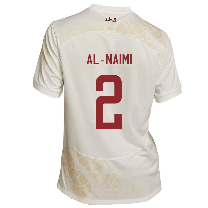 Bambino Maglia Qatar Amna Al Naimi #2 Beige Oro Kit Gara Away 22-24 Maglietta