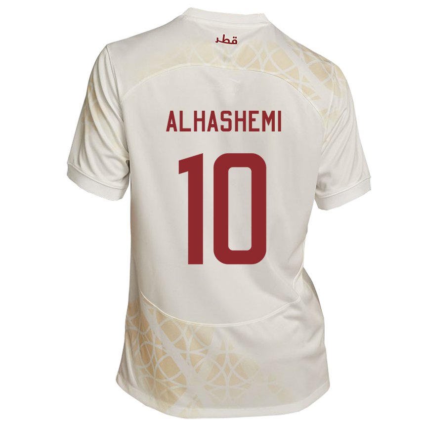 Bambino Maglia Qatar Suaad Alhashemi #10 Beige Oro Kit Gara Away 22-24 Maglietta